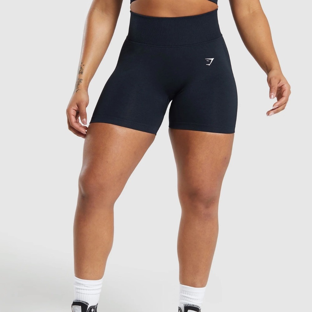 Gymshark Lift Seamless Shorts – Midnight Blue/Black Marl | Size S